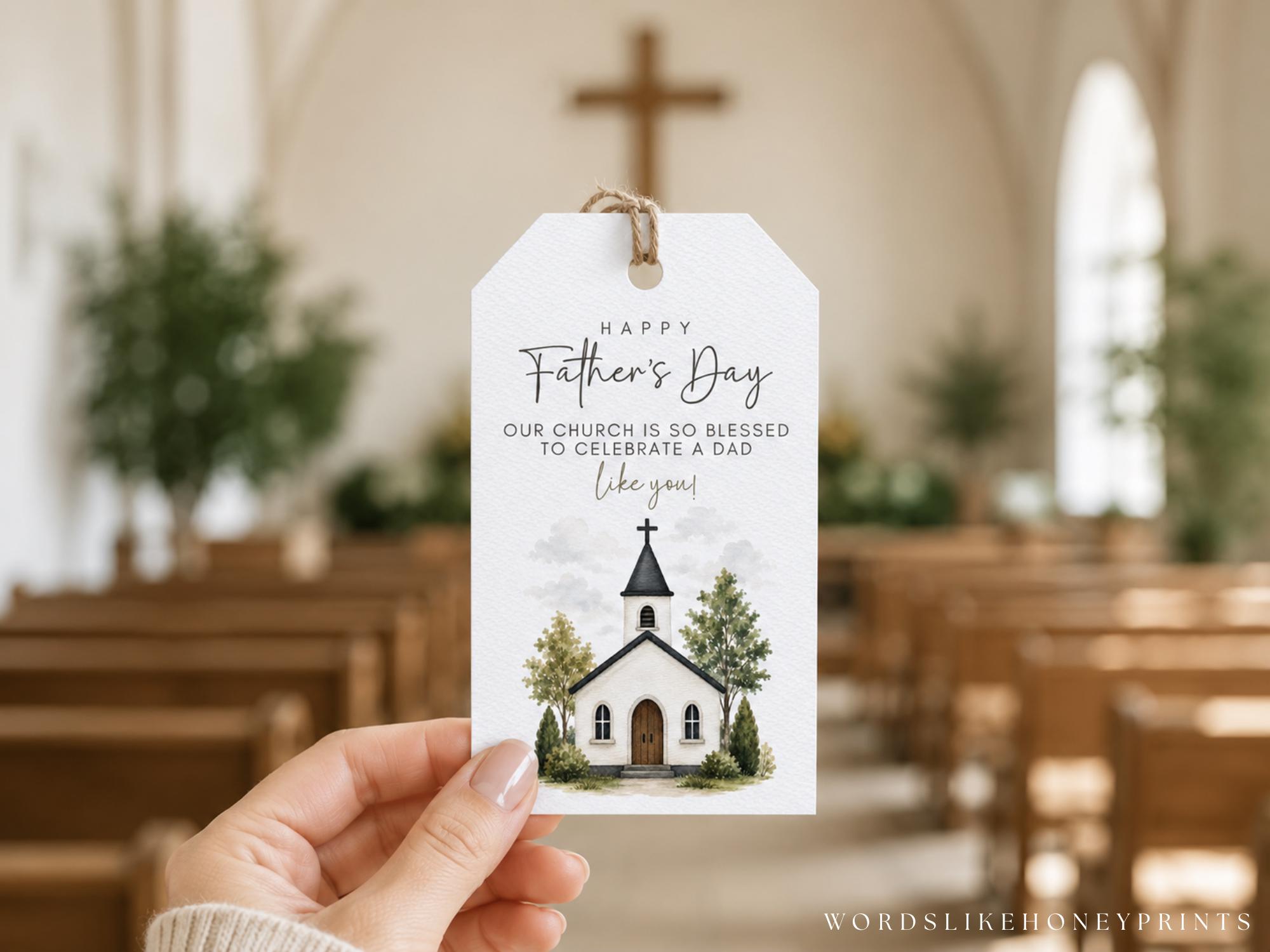 Father’s Day Church Gift Tag Printable, Christian Dad Favor Tag, Church ...