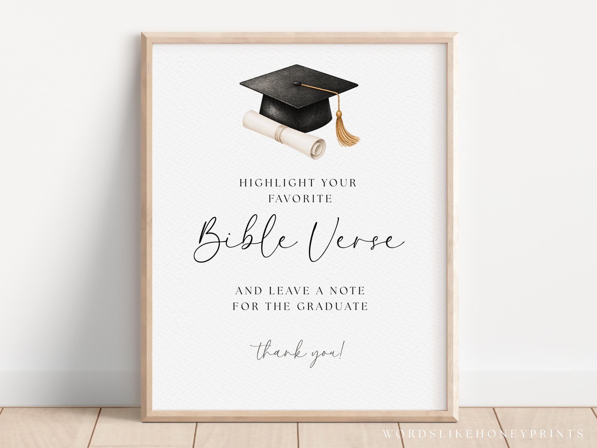 Scripture Labels Graduation Graduation Bible Verse Sign, Christian Graduation Party Decor, Class of ...