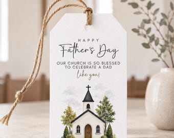 Father’s Day Church Gift Tag Printable, Christian Dad Favor Tag, Church Appreciation Gift, Editable Template Included