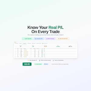 Options Trading Journal & Income Tracker | Credit Spreads, Covered Calls, Wheel Strategy | Google Sheets + Excel