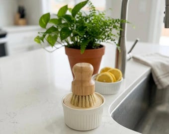 All-Natural Solid Dish Soap Set with brush | Zero-Waste Kitchen Essential | Citrus Blend