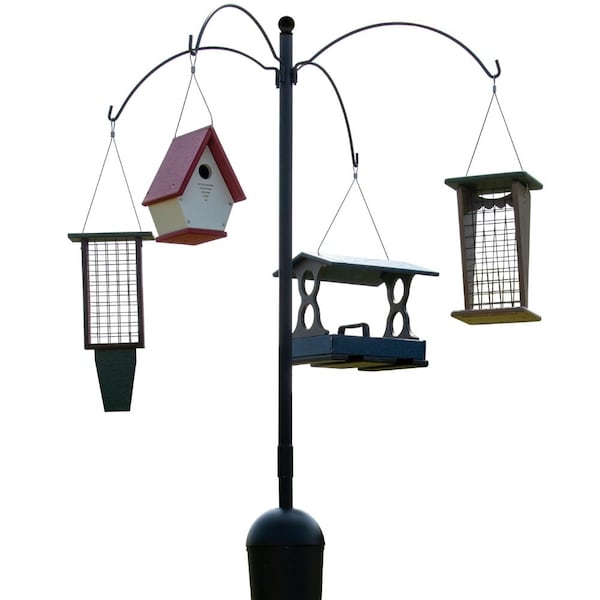 Squirrel-Proof Bird Feeder Pole: 4 Hanging Stations, Steel Construction