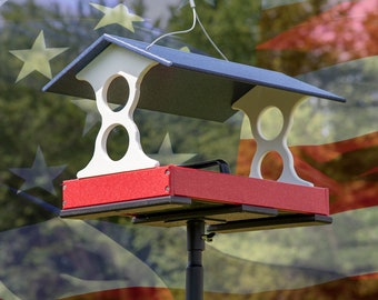 JCS Wildlife Large Poly Fly Thru Bird Feeder w/ Removable Seed Tray - Holds 8 Cups of Bird Seed - Attract Cardinals, Wrens, Finches and more
