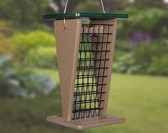 JCS Wildlife Poly Lumber Hanging Peanut Squirrel and Bird Feeder - Holds Whole In Shell Peanuts for Blue Jays, Woodpeckers, and More!