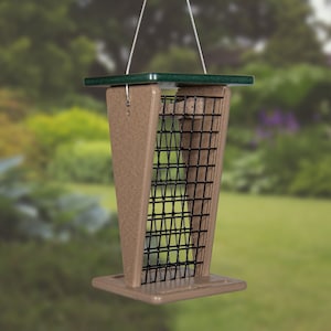 JCS Wildlife Poly Lumber Hanging Peanut Squirrel and Bird Feeder - Holds Whole In Shell Peanuts for Blue Jays, Woodpeckers, and More!