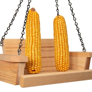 JCS Wildlife Cedar Squirrel Feeder Swing - Holds up to 2 Dried Corn Cobs - Entertains and Distracts Squirrels From Bird Feeders
