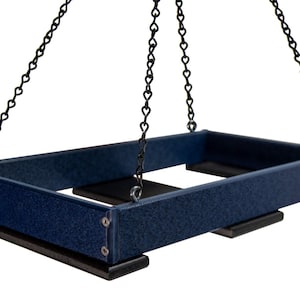Poly Lumber Hanging Platform Bird Feeder: Easy Clean Tray, Holds 8 Cups Blue