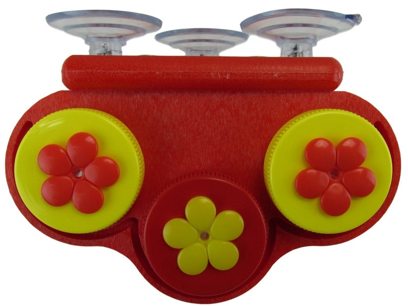 Triple Window Nectar DOTS Yellow and Red Hummingbird Feeder