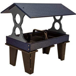 Large Ground Bird Feeder: Fly-Thru Recycled Plastic Platform, Holds 8 Cups