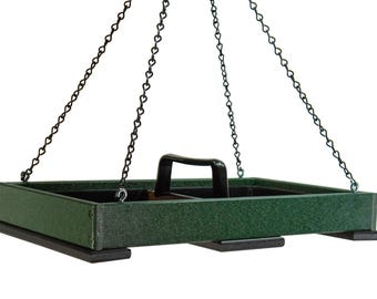 Poly Lumber Hanging Platform Bird Feeder: Easy Clean Tray, Holds 8 Cups