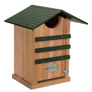 JCS Wildlife Screech Owl or Saw Whet Owl House Cedar Nesting Box with Poly Lumber Roof