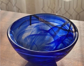 Kosta Boda Blue Swirl Art Glass Bowl