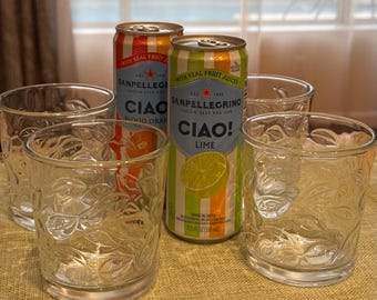 Gobelets de petite taille Libbey en verre transparent avec feuilles en relief