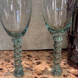 Vintage Wine Glasses Colored Twisted Stem - Etsy