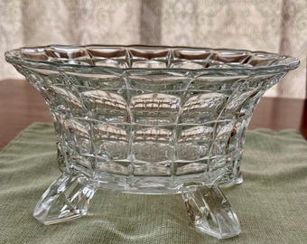 Indiana Glass Company Constellation Pattern en verre transparent sur pied des années 1940 ou un bol de service