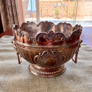 Vintage 1950s Corbell Monteith Bowl | Victorian Style Lion Head Handles, EPBM