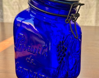 Casadis Milano vintage kobaltblauw glazen deksel met deksel