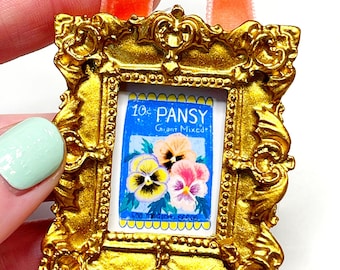 Pack of Pansies, Framed Mini Artwork Ornament