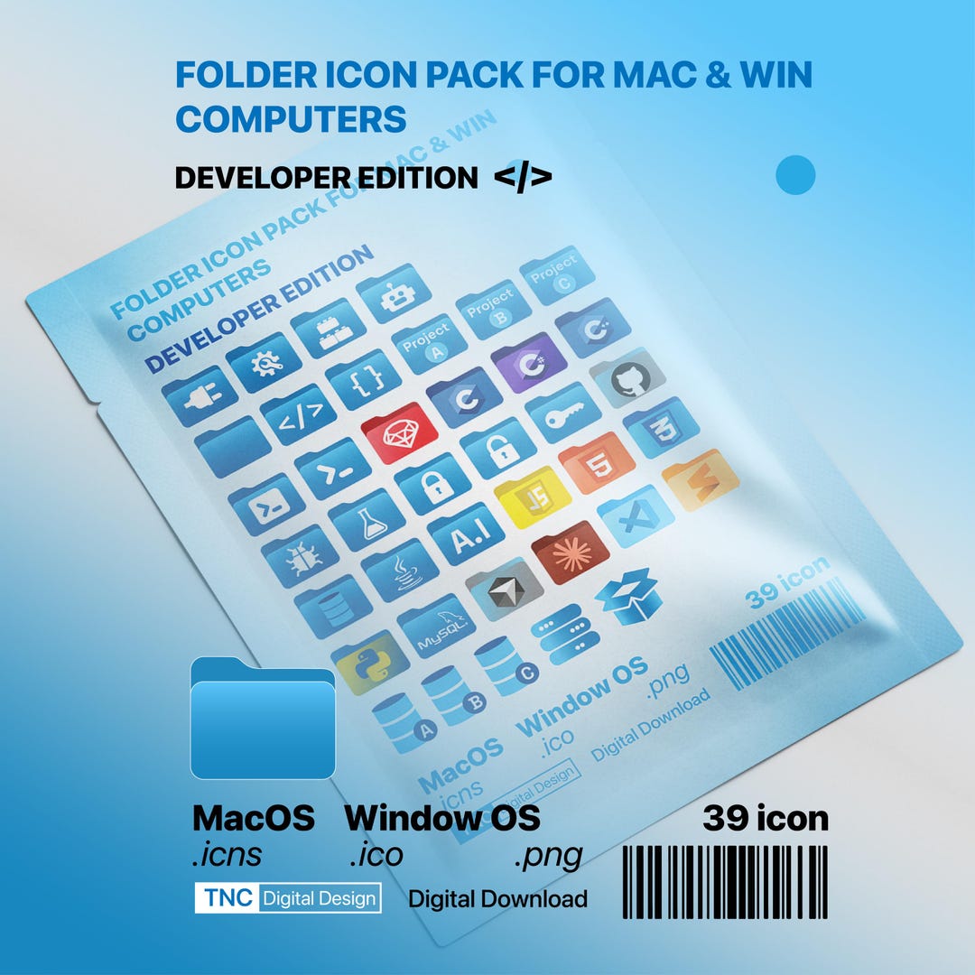 Developer Edition Folder Icons, Minimalist Mac & Windows Icons (digital ...