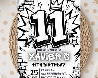 11th Birthday Invitation, eleventh birthday boy invitation, Gamer Birthday Invitation, Teenager Invite, Canva birthday Template