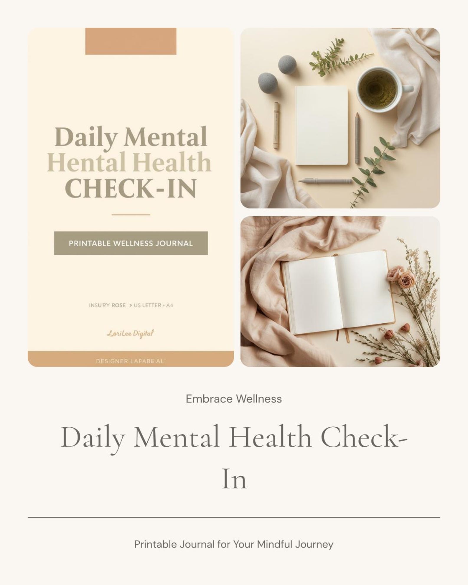 Daily Mental Health Check-in Printable Journal | Self Care, Anxiety ...