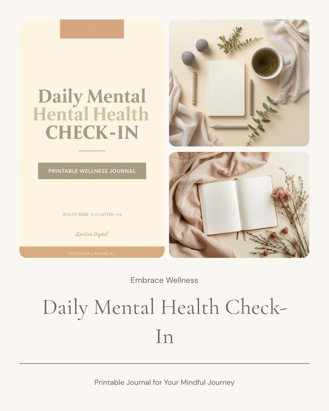 Daily Mental Health Check-in Printable Journal | Self Care, Anxiety ...