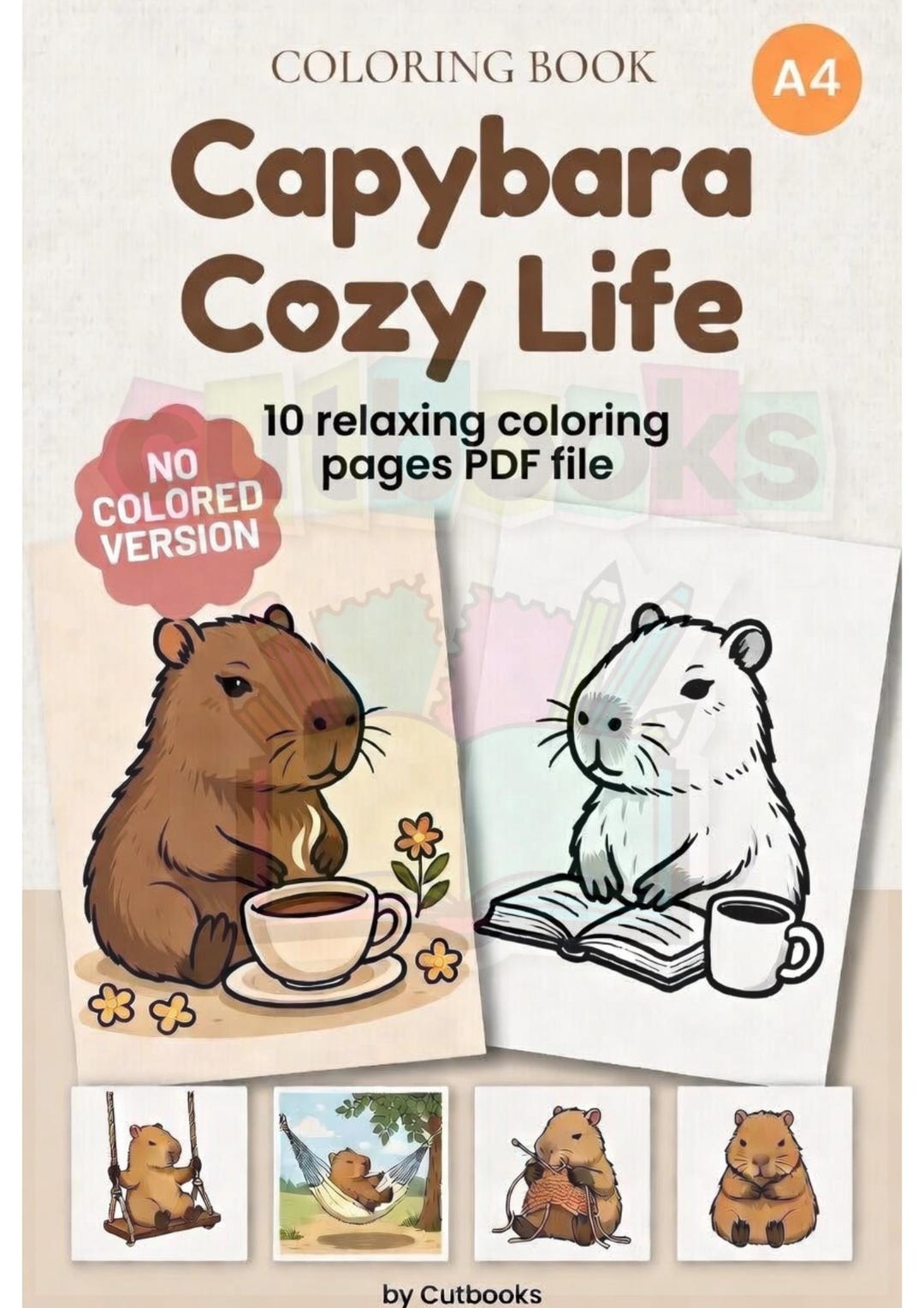 Cozy Capybara Coloring Book, Relaxing Animal Pages (PDF Download) - Etsy