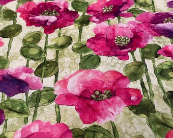 Modern Love Vertical Floral By Northcott Deborah Edwards and Melanie Samra Watercolor 100% Cotton Fabric 44" Wide