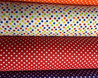 Polka Dot 4 Different Colors Purple Orange Red Multi Color 100% Cotton Fabric Making Mask Fabric 44" Wide