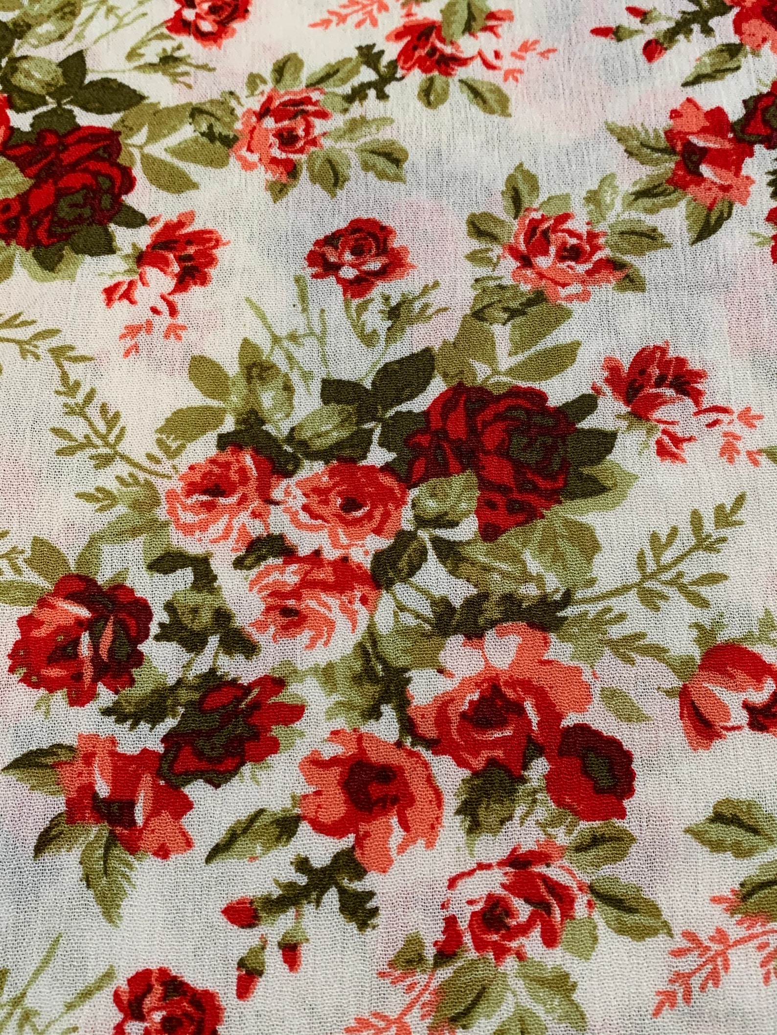 White With Red Floral Cotton Gauze Fabric 54 Wide Sold - Etsy