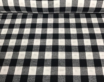 Black/White Buffalo Plaid 100% Cotton Flannel Fabric 58" Wide Sold by the yard