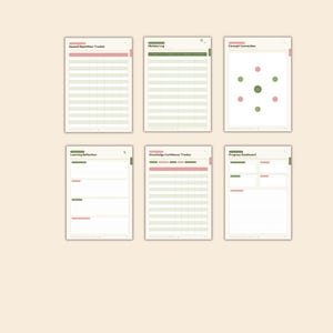 May include: Six digital planner pages featuring a Spaced Repetition Tracker, Mistake Log, Concept Connection diagram, Learning Reflection, Knowledge Confidence Tracker, and Progress Dashboard, all designed with a soft palette of muted green and pink.
