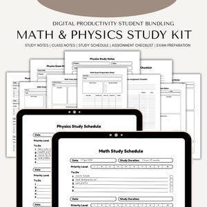 Math & Physics Study Planner Bundle for Students | STEM Exam Prep Kit Printable | Formula Tracker Problem Solving Sheets | High School PDF