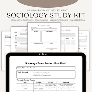 May include: A Sociology Study Kit featuring study notes, class notes, and exam preparation sheets. The kit includes a Sociology Exam Preparation Sheet dated 24th May 2026. The topic covered is Social Change and Its Impacts.