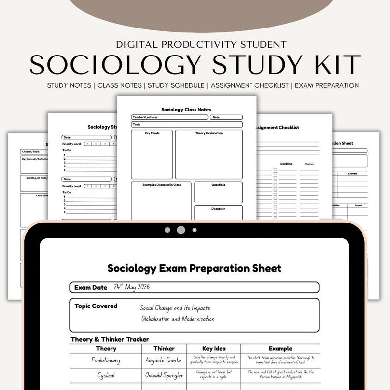 Sociology Study Kit | Theory, Case Study, Essay Prep Tracker (PDF) - Etsy
