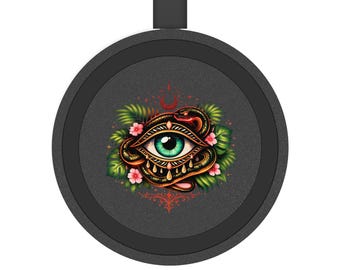All-Seeing Eye snake illustration Wireless Charging Pad | Mystic boho phone charger