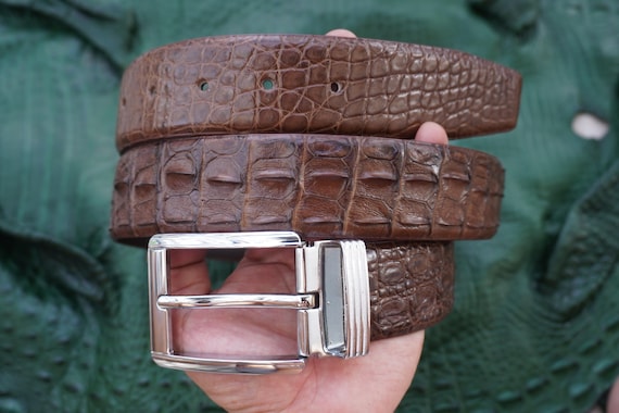 Brown Genuine Hornback Alligator Men Leather Belt, Gift For Him, Birthday Gift