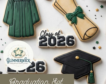 Custom Graduation Cookie Cutter Set - For Sugar Cookies & Fondant - Multiple Sizes Available