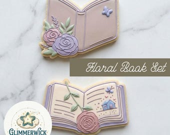 Custom Floral Book Cookie Cutter Set - For Sugar Cookies & Fondant - Multiple Sizes Available