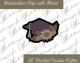 Custom graduation cap with florals Cookie Cutter - For Sugar Cookies & Fondant - Multiple Sizes Available