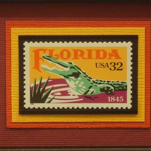 Celebrating Florida&#39;s Sesquicentennial - Framed Alligator Stamp - No. 2950