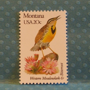 FIVE Vintage Stamps - Montana&#39;s State Bird and Flower - No. 1978