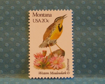 ヴィンテージ切手5枚 - モンタナ州の州鳥と花 - No. 1978 - Etsy 日本