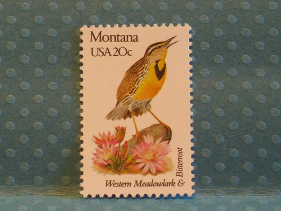 ヴィンテージ切手5枚 - モンタナ州の州鳥と花 - No. 1978 - Etsy 日本