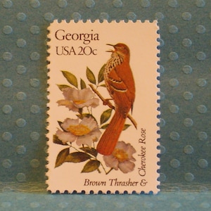 FIVE Vintage Stamps - Georgia&#39;s State Bird and Flower - No. 1962
