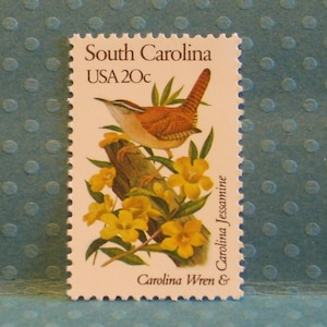 FIVE Vintage United States Postage Stamps - South Carolina's  State Bird and Flower - No. 1992