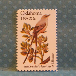 FIVE Vintage Stamps - Oklahoma&#39;s State Bird and Flower - No. 1988