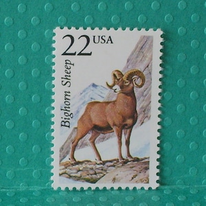 5 Vintage North American Wildlife Stamps - The Bighorn Sheep - No. 2288