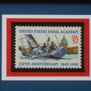 Vintage Framed Stamp - US Naval Academy - No. 3001