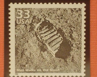 10セントの月面着陸航空郵便切手10枚。未使用のヴィンテージ郵便切手
